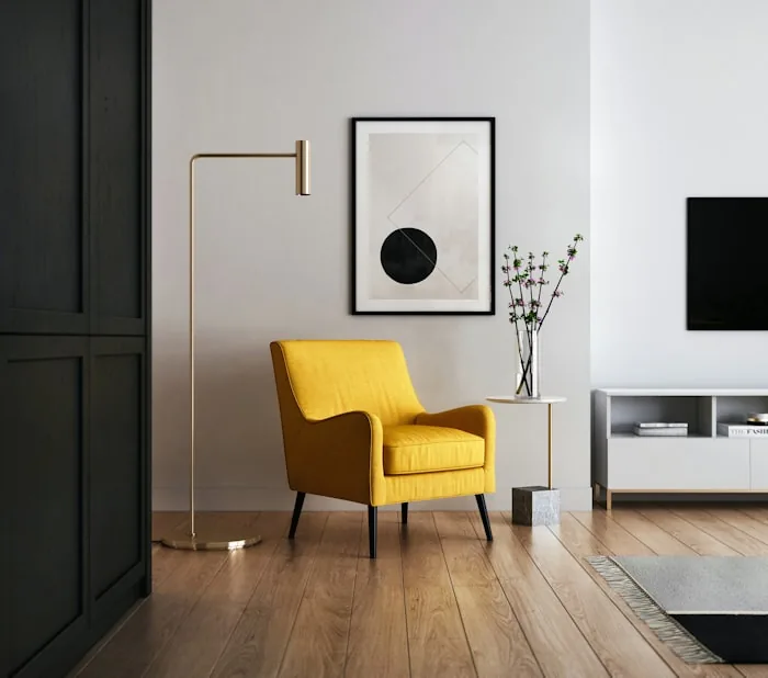 Teal armchair in a modern interior